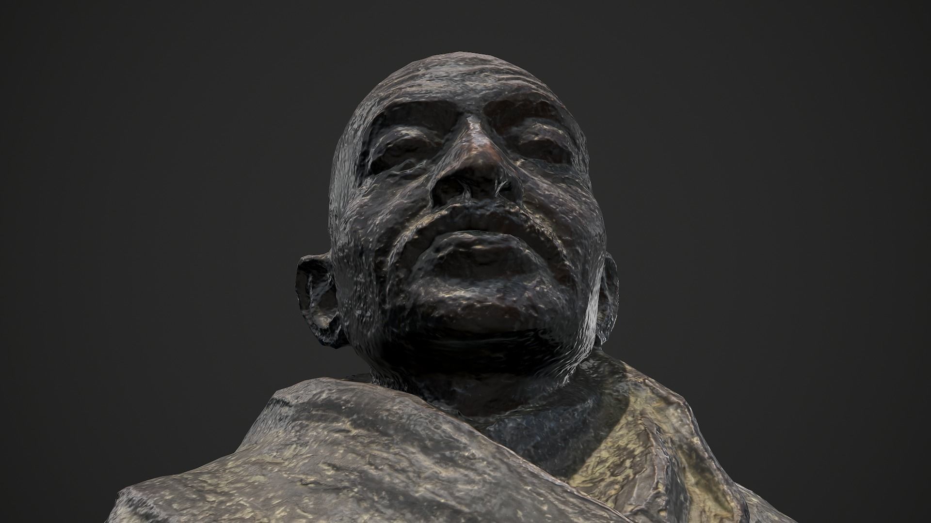 Gandhi by Claire Sheridan Low-poly 3D model_14