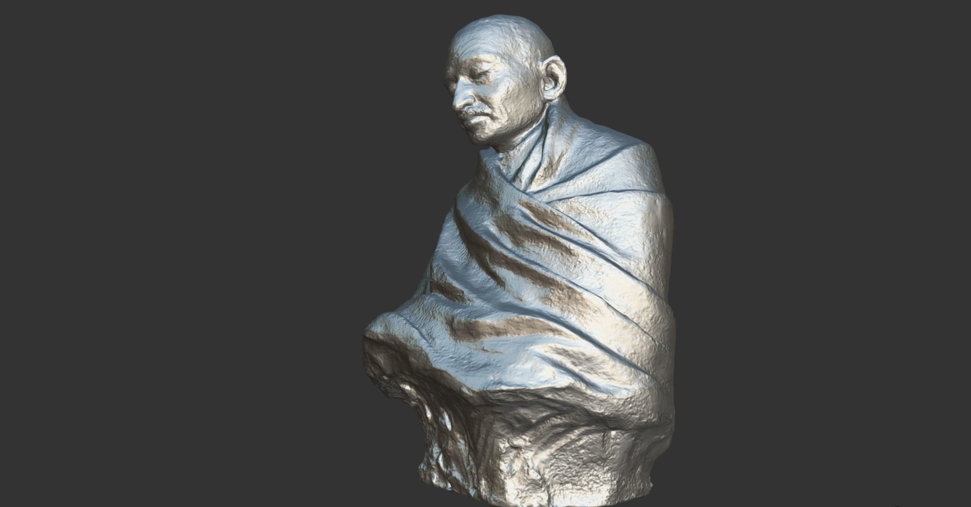 Gandhi by Claire Sheridan Low-poly 3D model_16