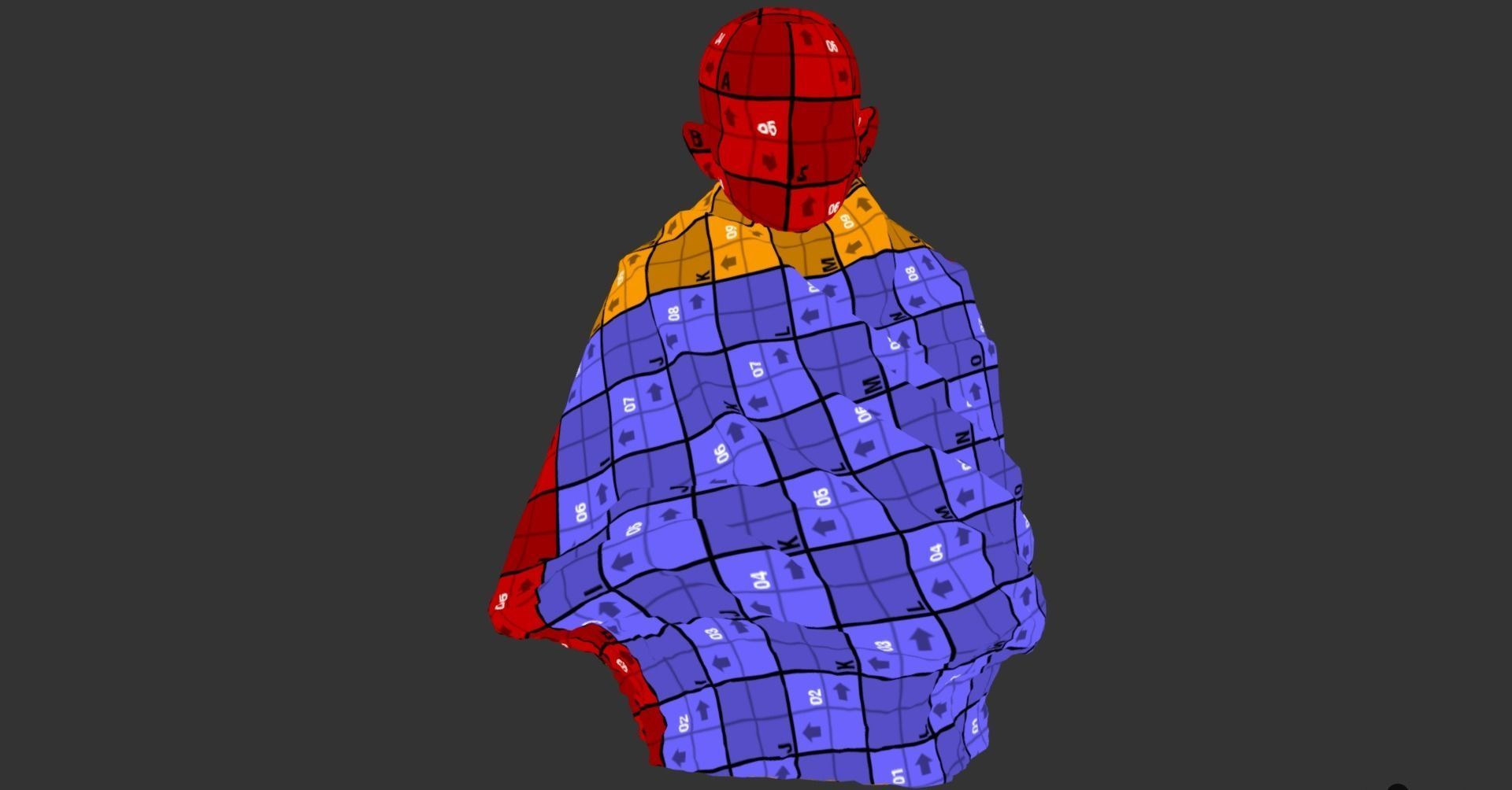 Gandhi by Claire Sheridan Low-poly 3D model_25