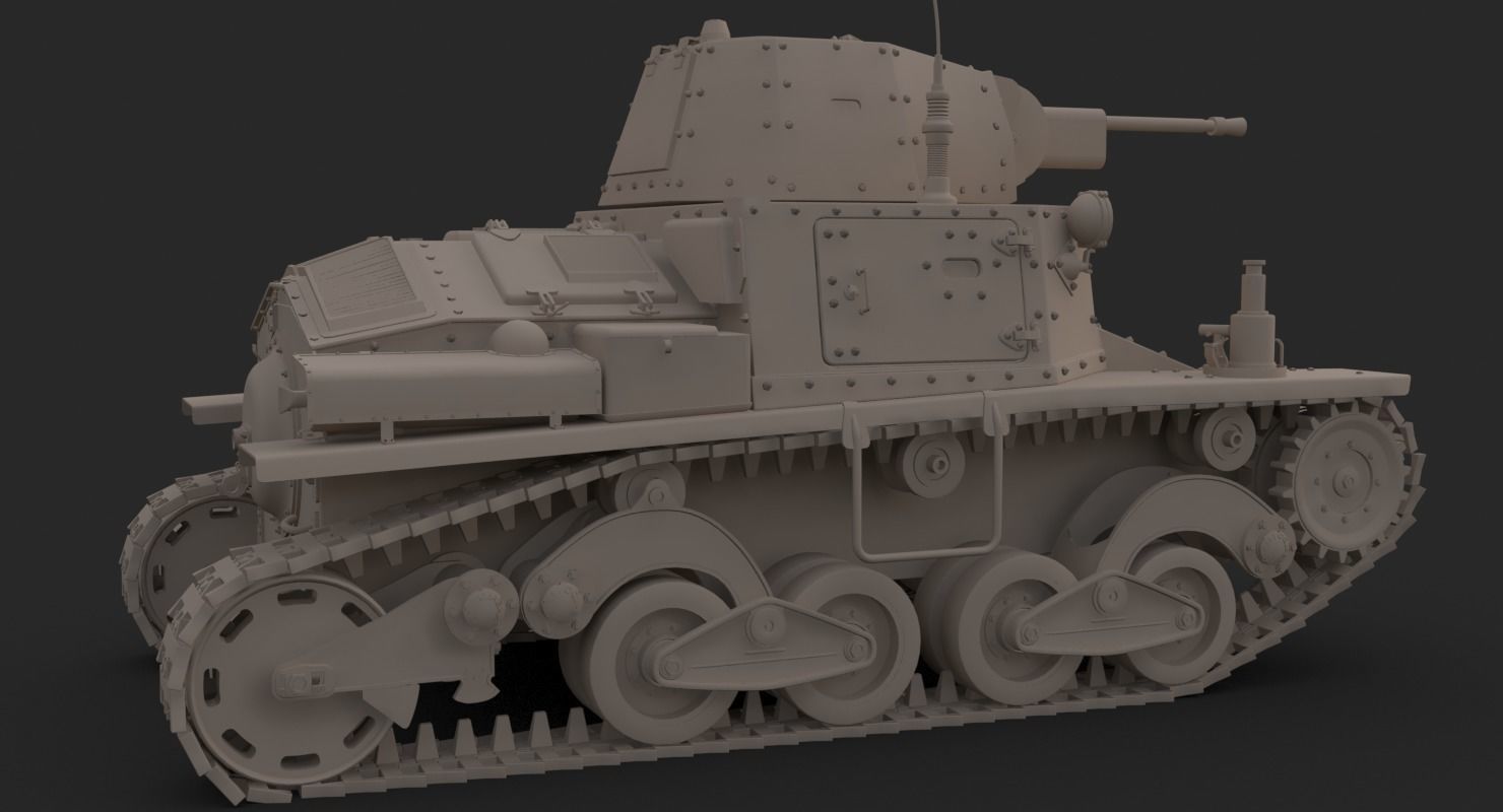Tank L6 40 Ansaldo Fiat Italian Clay Mental Ray  3D model_11