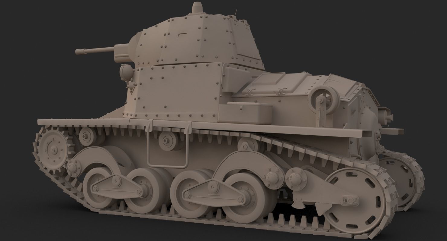 Tank L6 40 Ansaldo Fiat Italian Clay Mental Ray  3D model_7