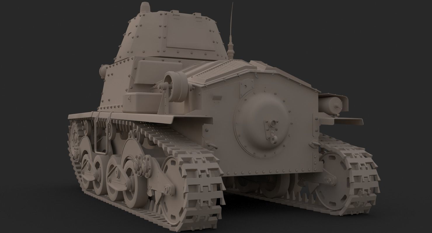 Tank L6 40 Ansaldo Fiat Italian Clay Mental Ray  3D model_8