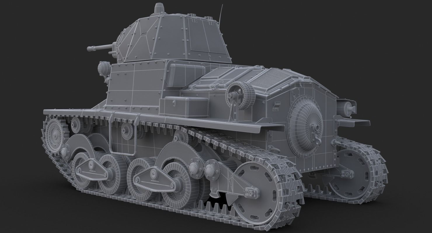 Tank L6 40 Ansaldo Fiat Italian Clay Mental Ray  3D model_27