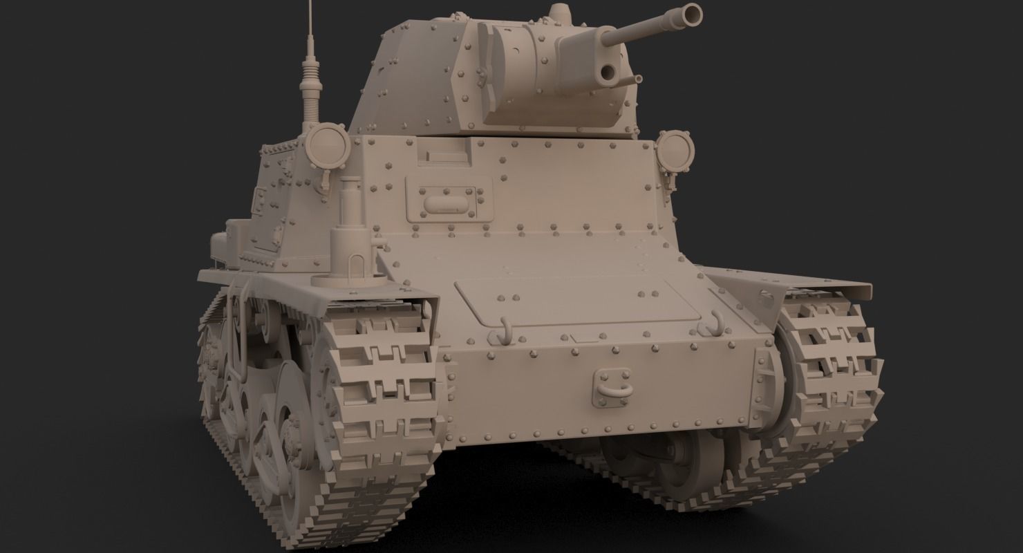 Tank L6 40 Ansaldo Fiat Italian Clay Mental Ray  3D model_14