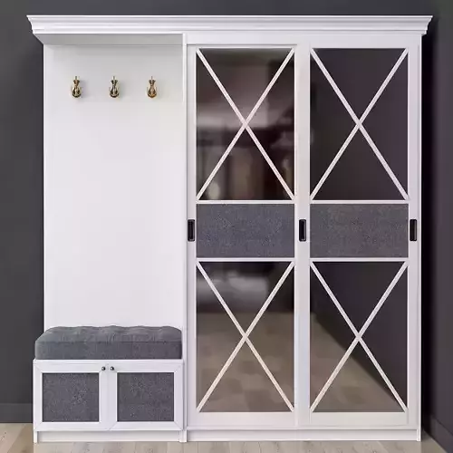 Wardrobe collection with mirrors and bench