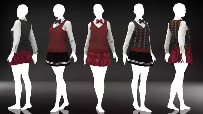 Marvelous Designer Clothes - 14 Sweater Uniform 3D model
