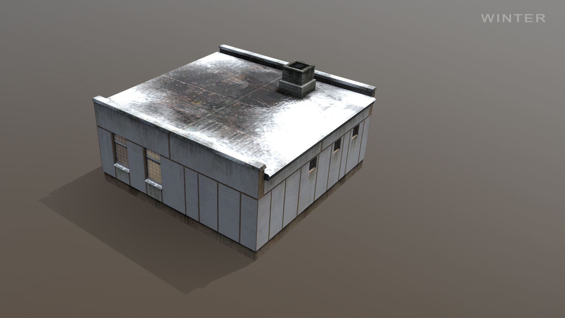 Railway Building RW BlockPost Low-poly 3D model_7