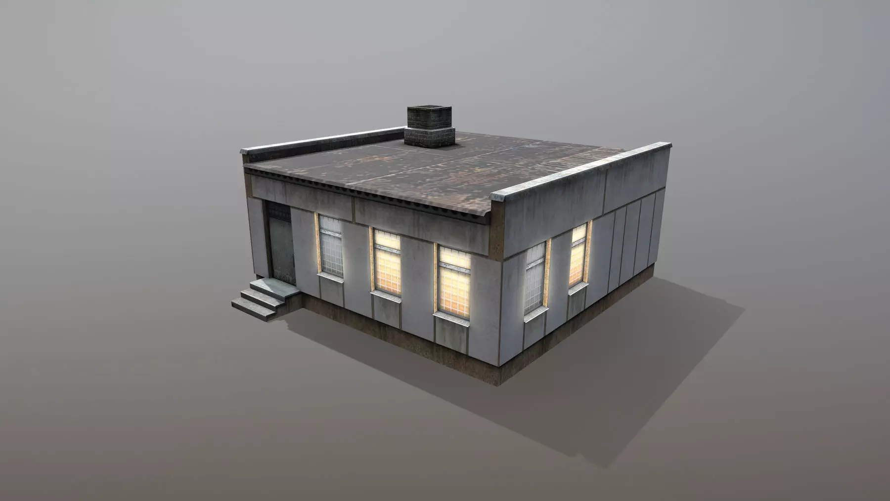 Railway Building RW BlockPost Low-poly 3D model_0