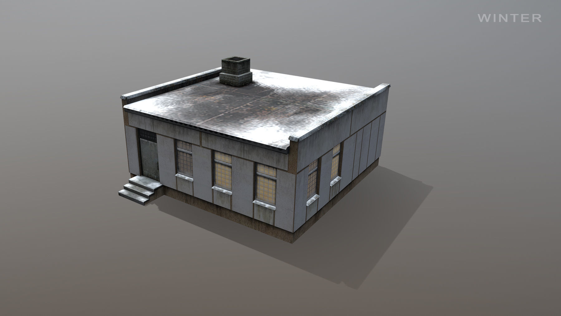 Railway Building RW BlockPost Low-poly 3D model_6