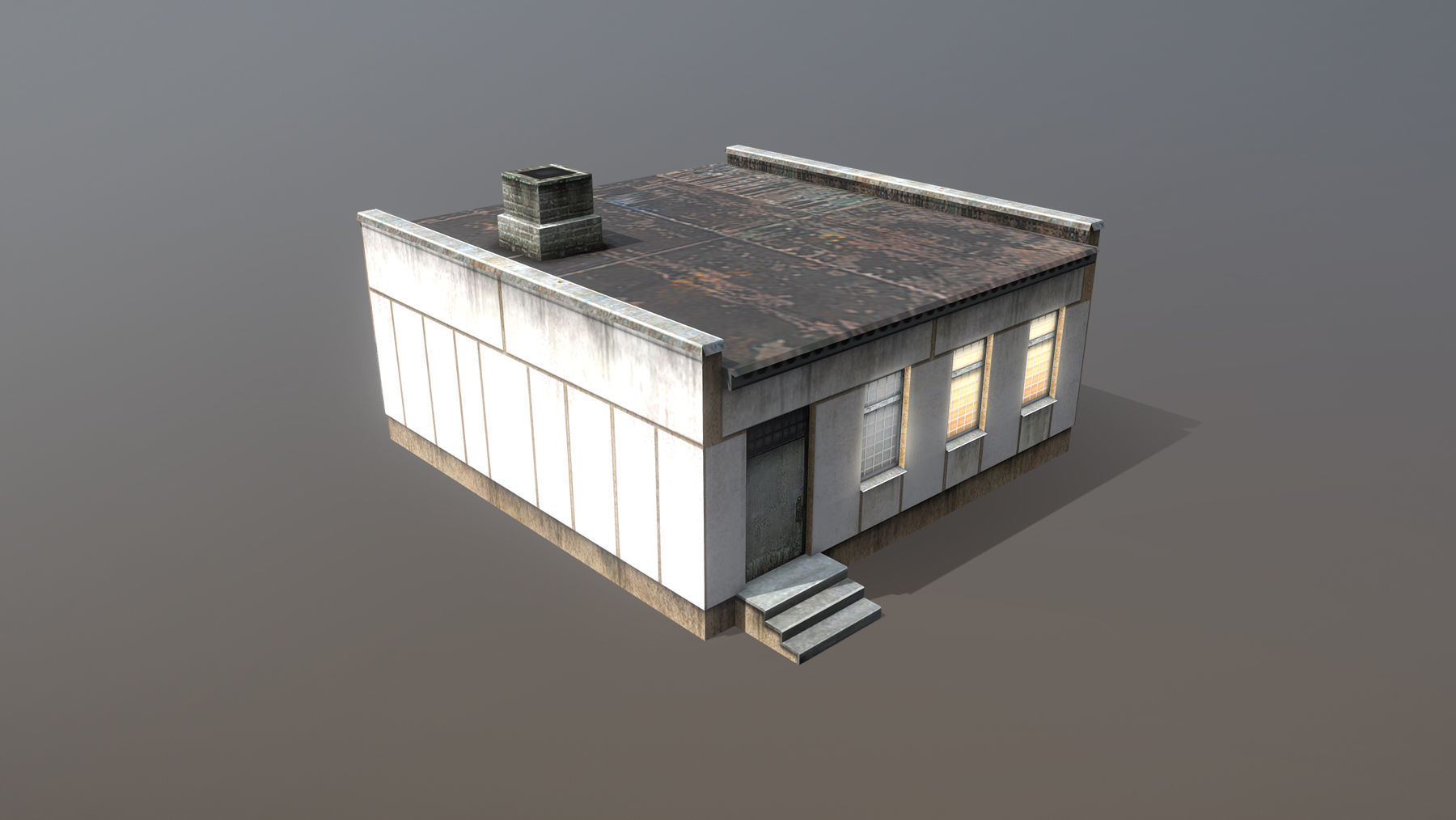 Railway Building RW BlockPost Low-poly 3D model_3