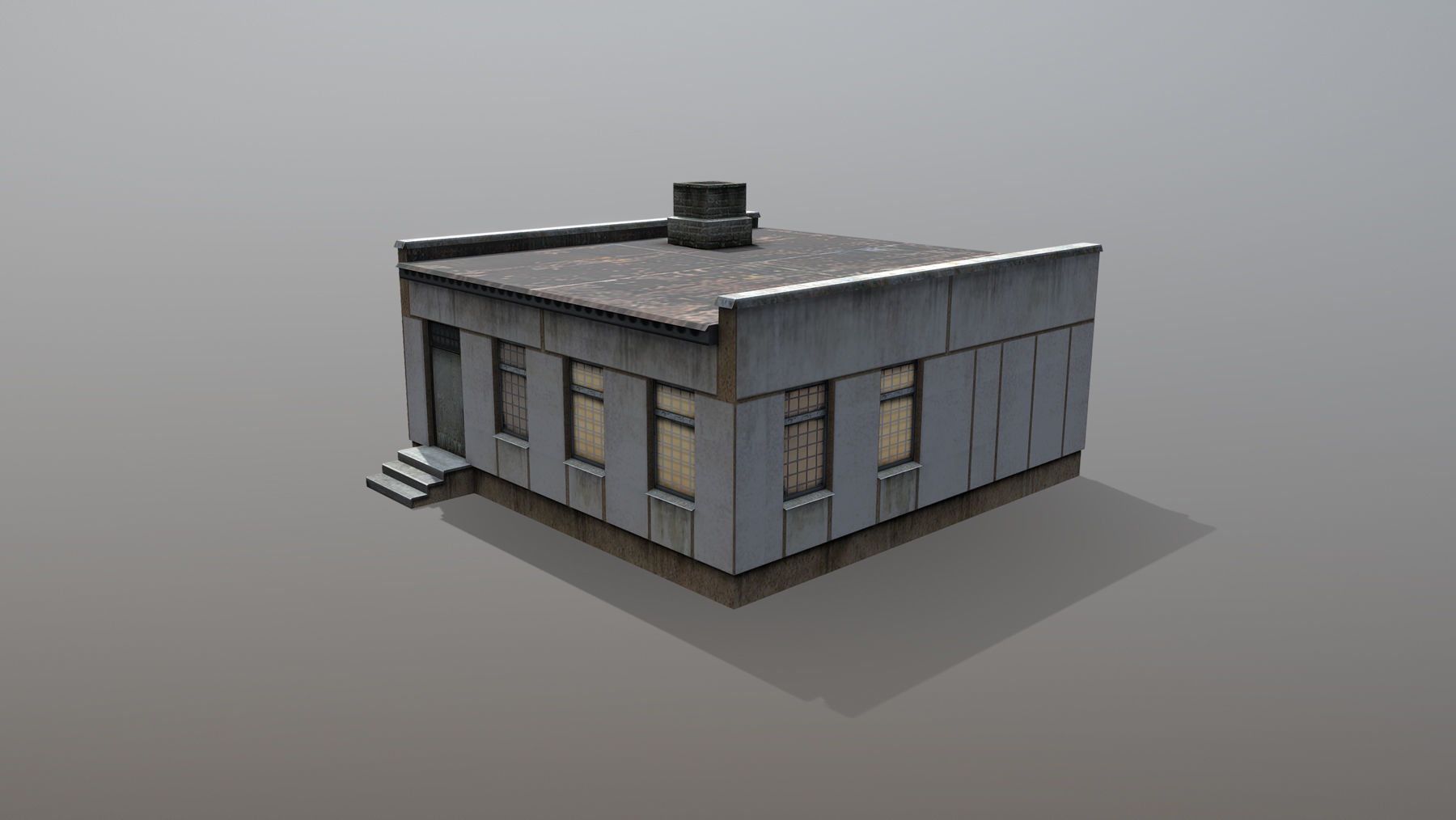 Railway Building RW BlockPost Low-poly 3D model_4