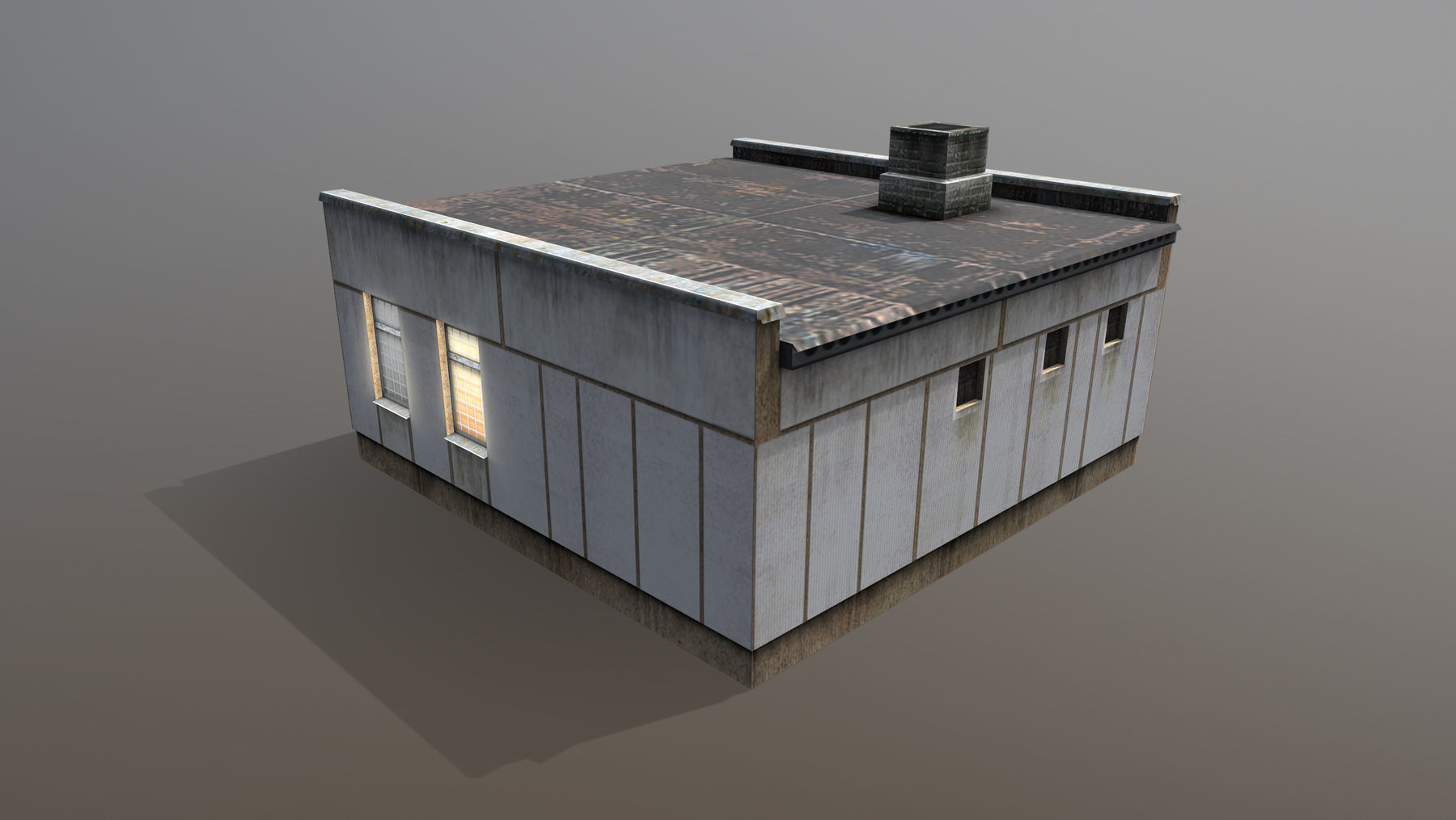 Railway Building RW BlockPost Low-poly 3D model_1