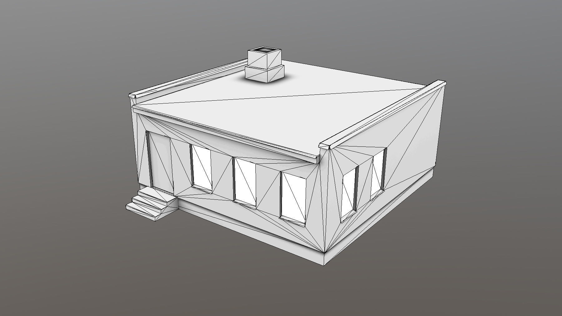 Railway Building RW BlockPost Low-poly 3D model_10