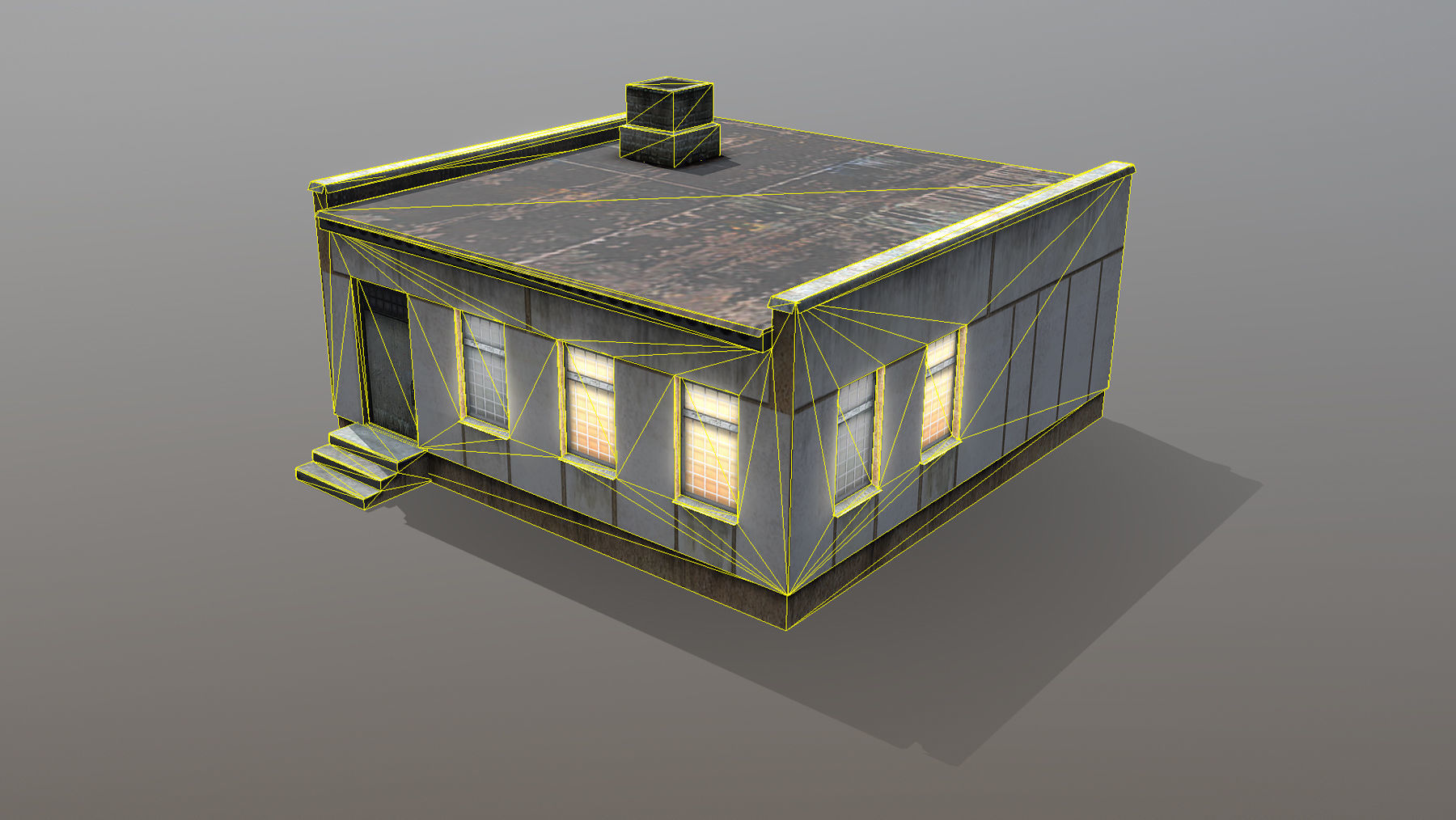 Railway Building RW BlockPost Low-poly 3D model_8