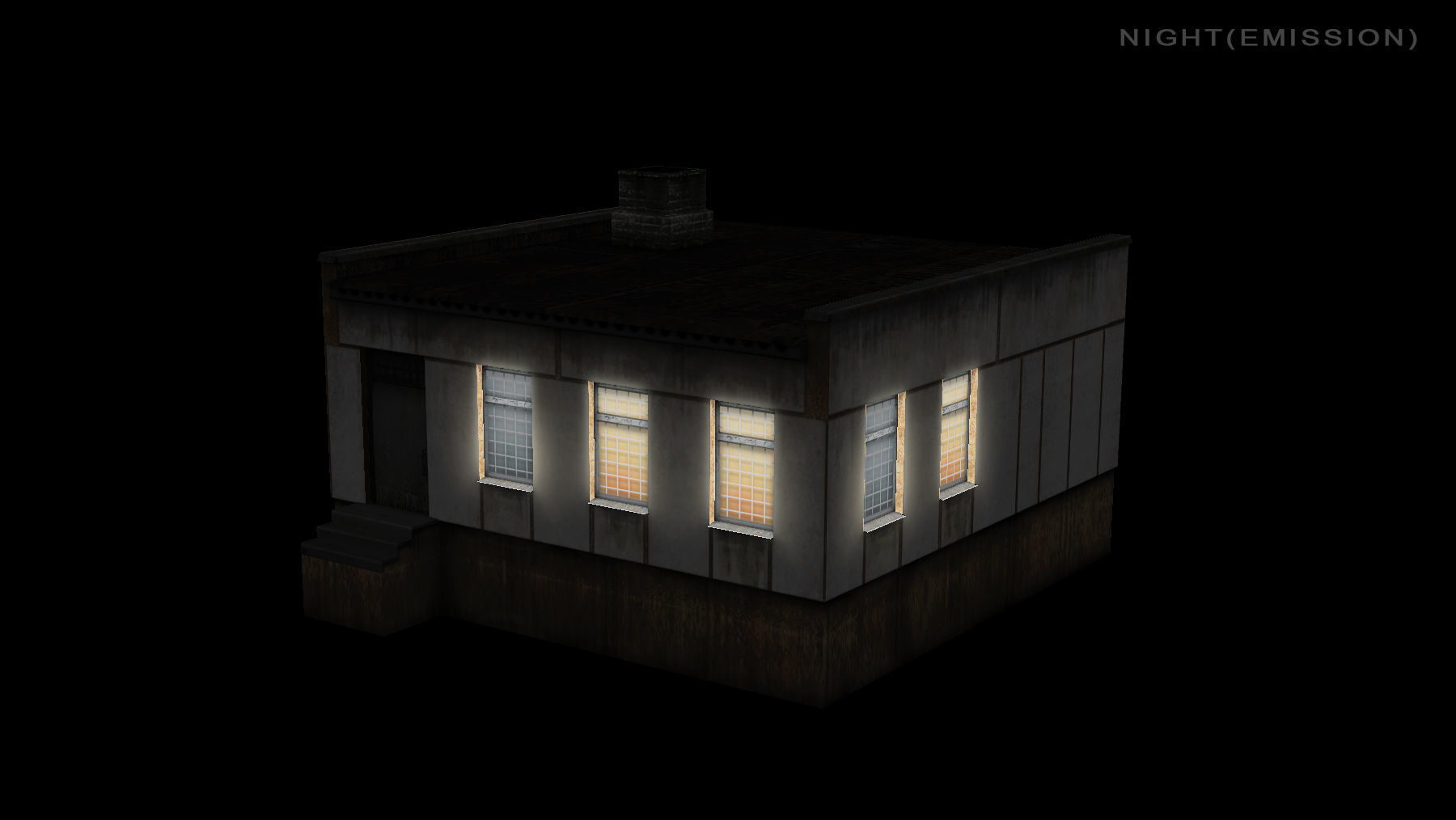 Railway Building RW BlockPost Low-poly 3D model_11