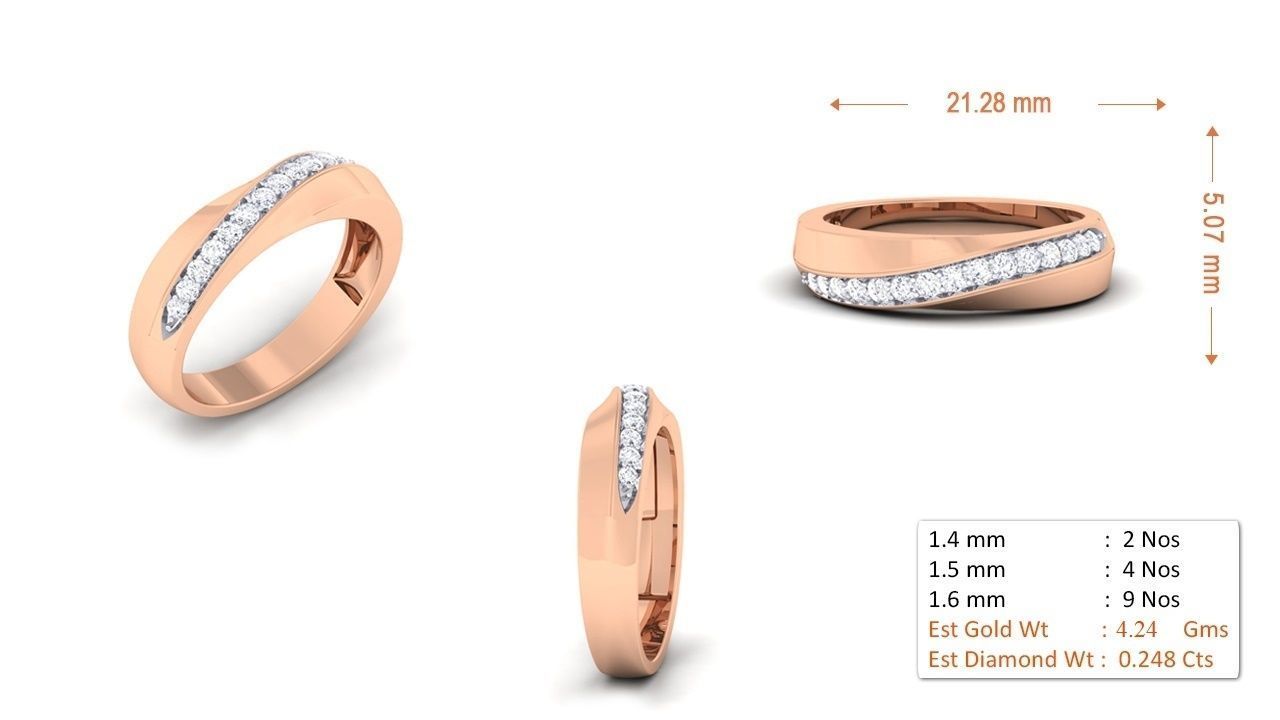 94 Couple Band Bride Groom Matching Engagement Wedding Ring 3D print model_87