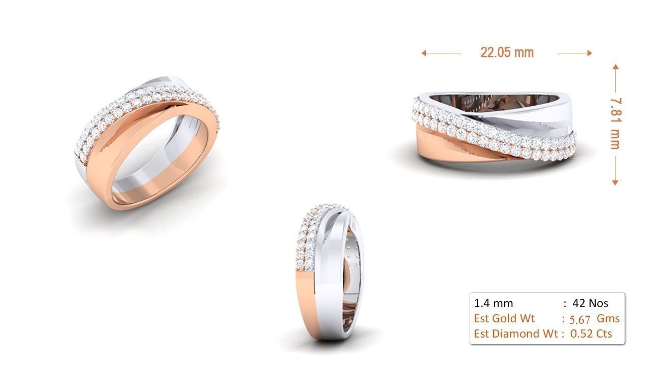 94 Couple Band Bride Groom Matching Engagement Wedding Ring 3D print model_55