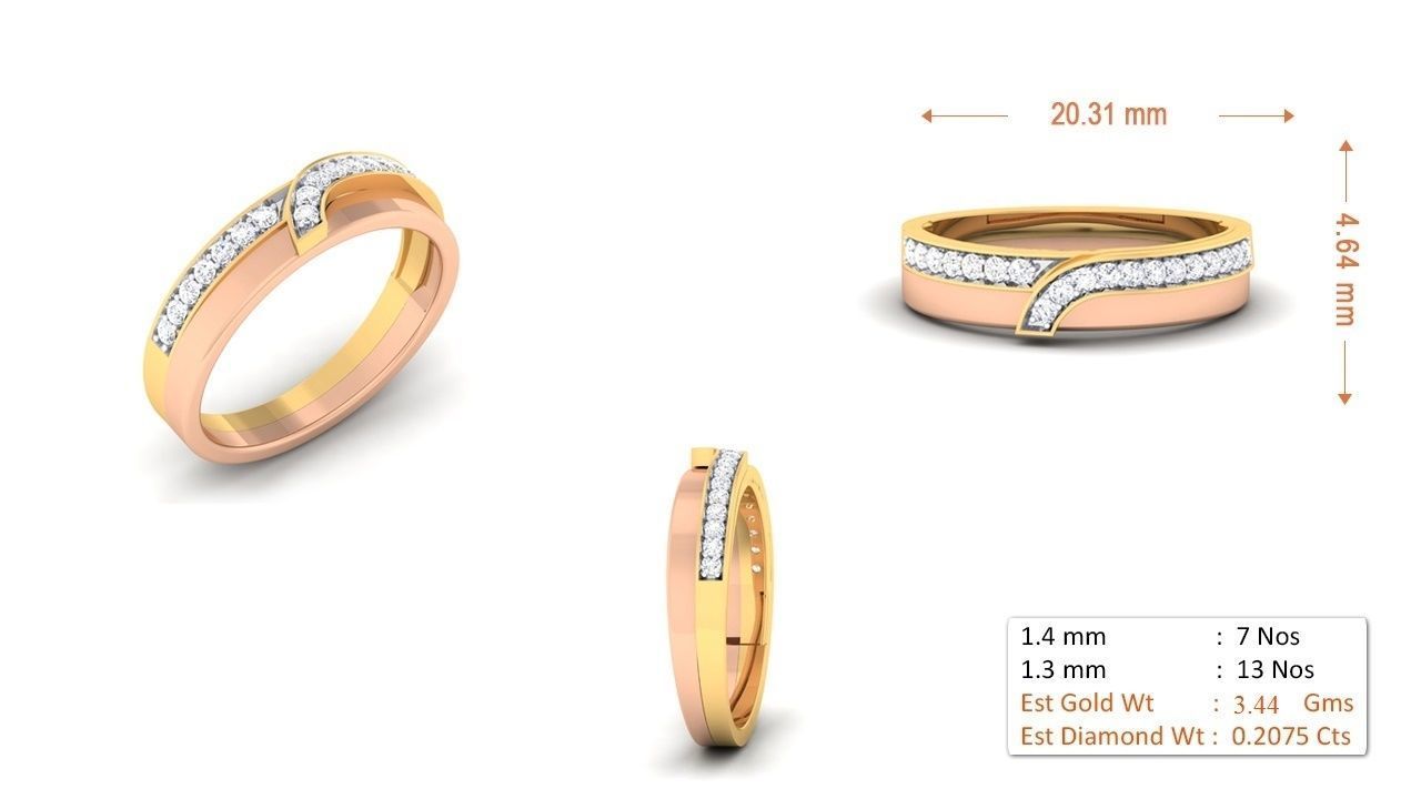 94 Couple Band Bride Groom Matching Engagement Wedding Ring 3D print model_54