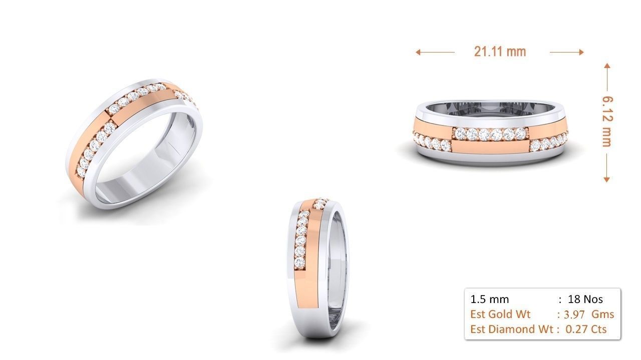 94 Couple Band Bride Groom Matching Engagement Wedding Ring 3D print model_83