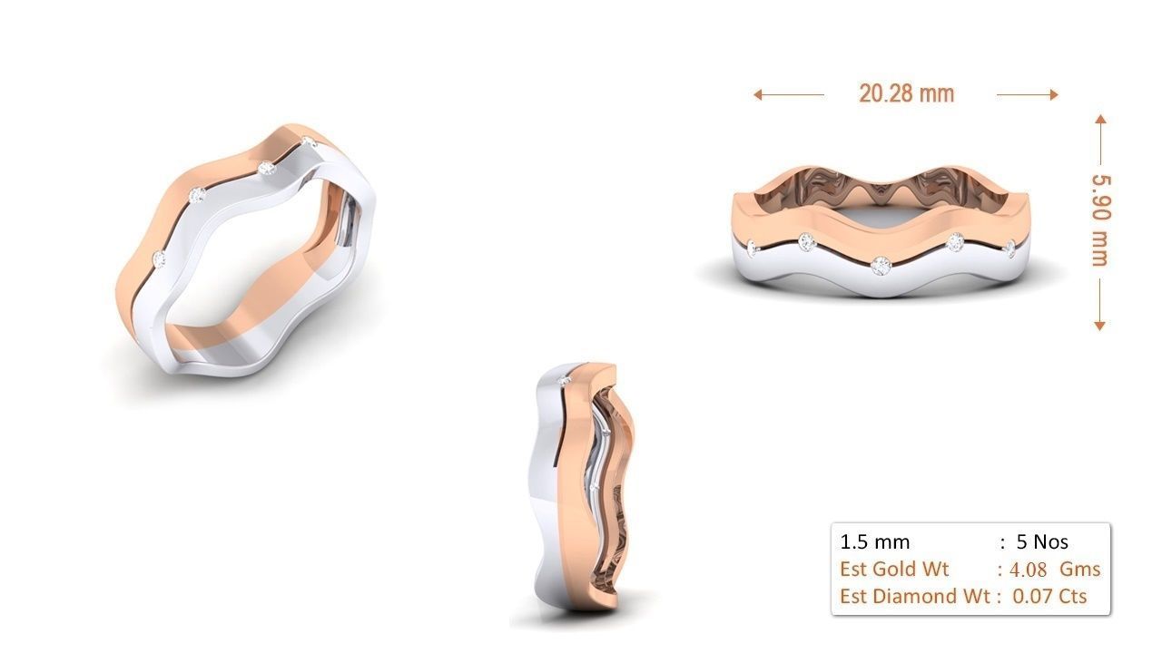 94 Couple Band Bride Groom Matching Engagement Wedding Ring 3D print model_91