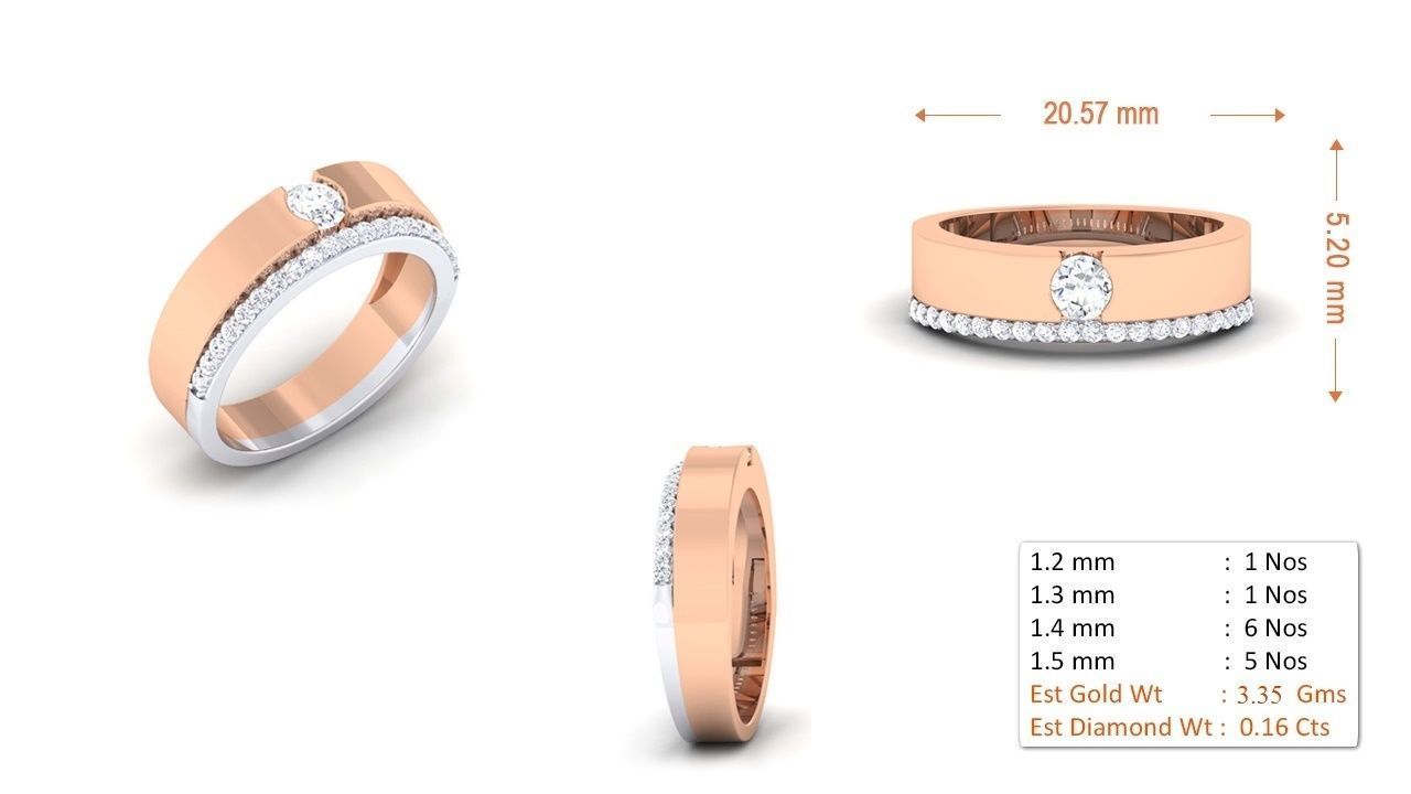 94 Couple Band Bride Groom Matching Engagement Wedding Ring 3D print model_17