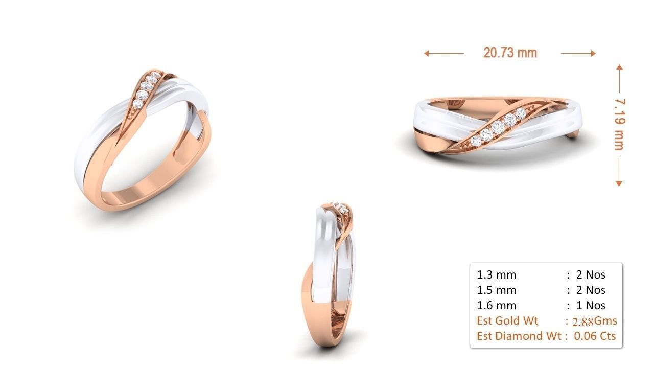 94 Couple Band Bride Groom Matching Engagement Wedding Ring 3D print model_81