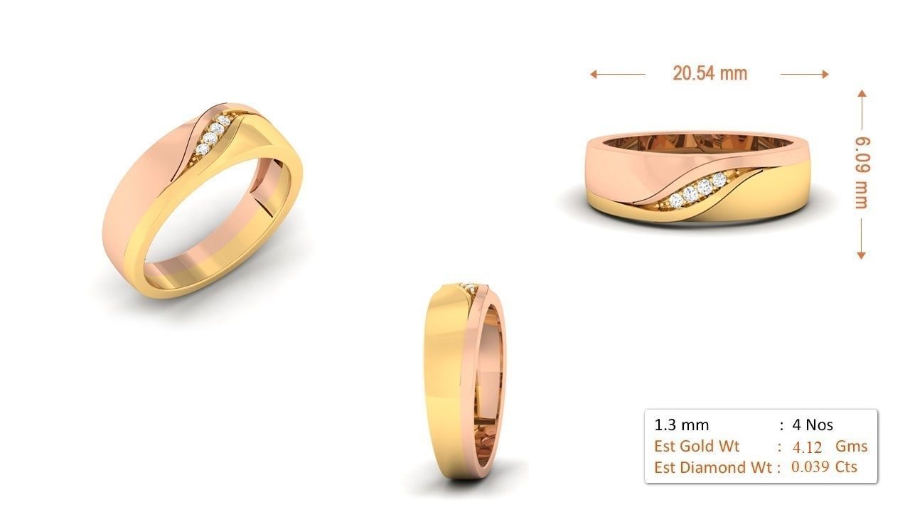 94 Couple Band Bride Groom Matching Engagement Wedding Ring 3D print model_66