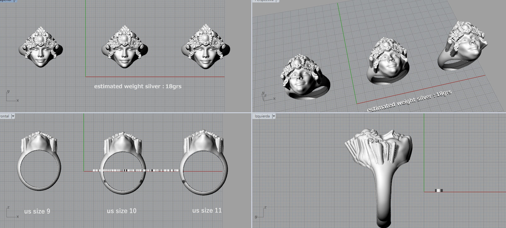 Woman ring 3D print model_6