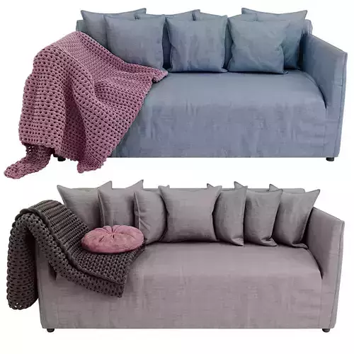 Bronte Ash Grey Slipcover Sofa  Italian Linen 3D model