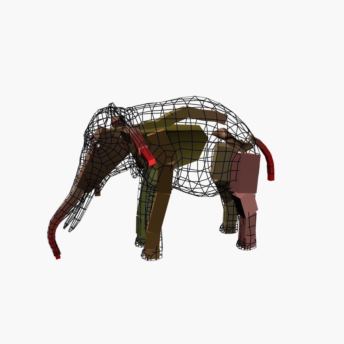 Elephant with tusks Low-poly 3D model_3