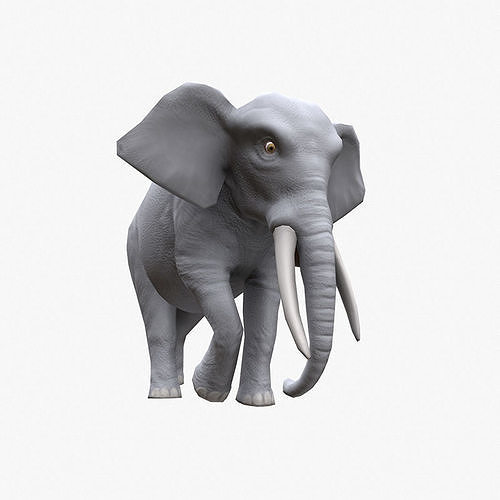 Elephant with tusks Low-poly 3D model