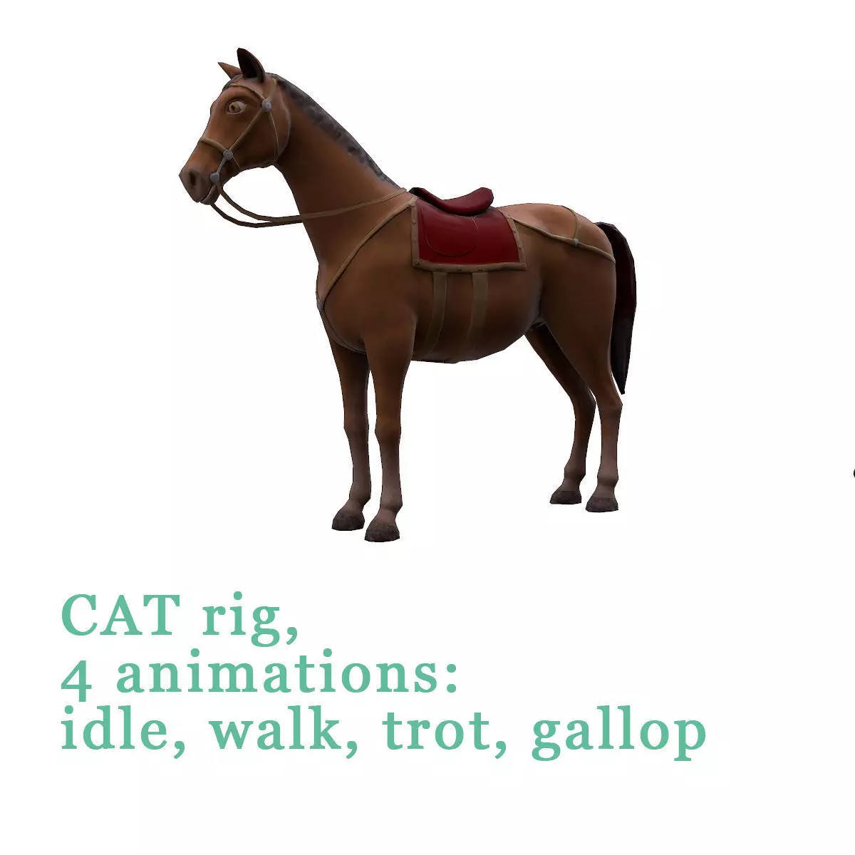 Animated horses Low-poly 3D model_0