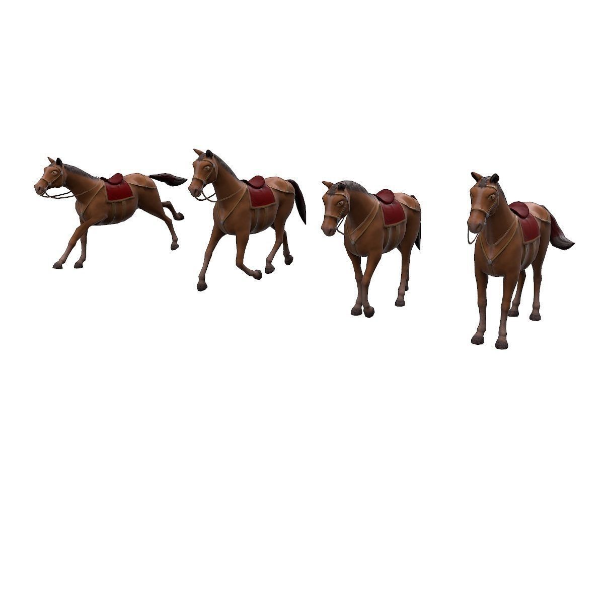 Animated horses Low-poly 3D model_11