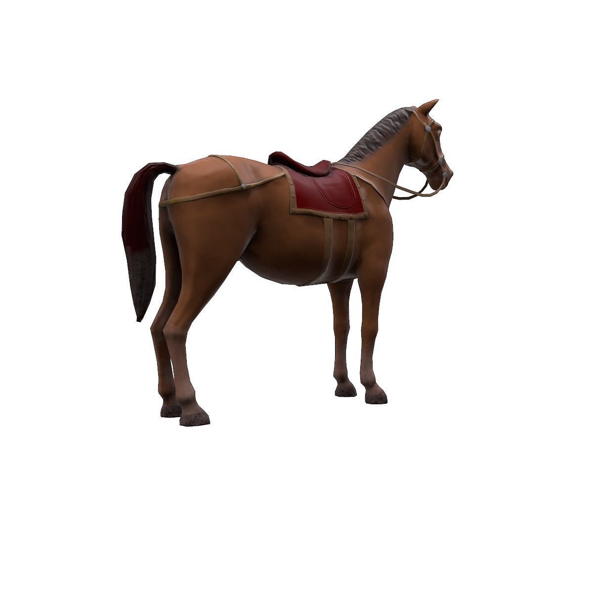Animated horses Low-poly 3D model_5