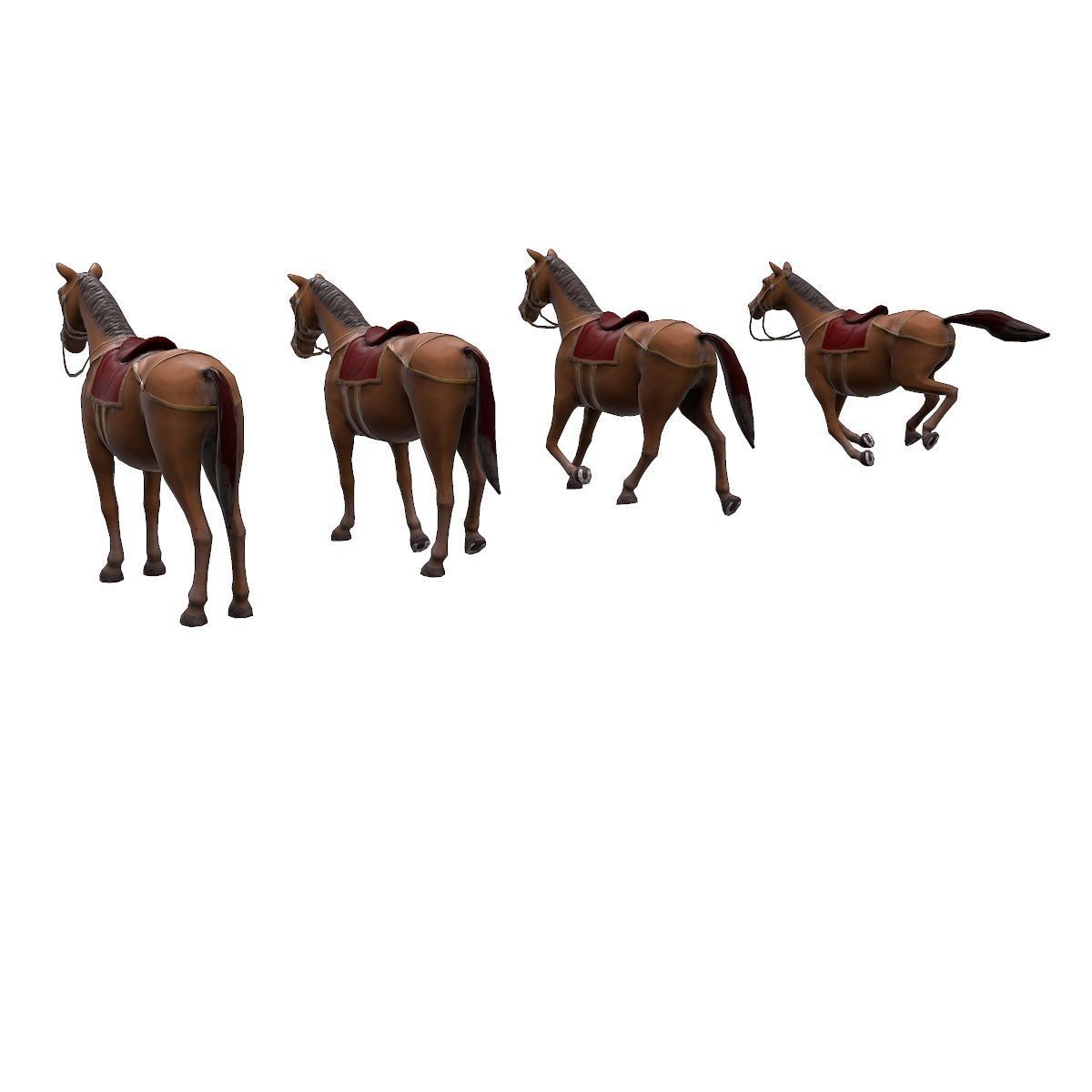 Animated horses Low-poly 3D model_12