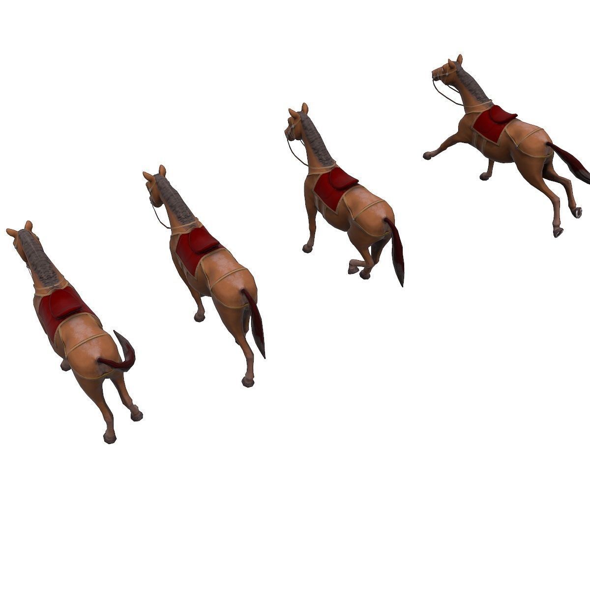 Animated horses Low-poly 3D model_13