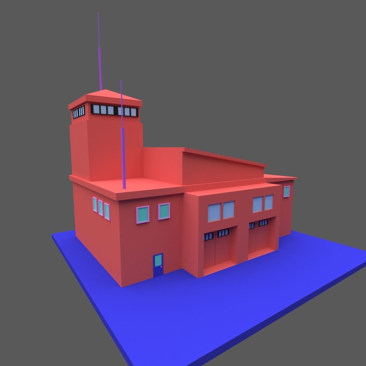 Green Town Low-poly 3D model_4