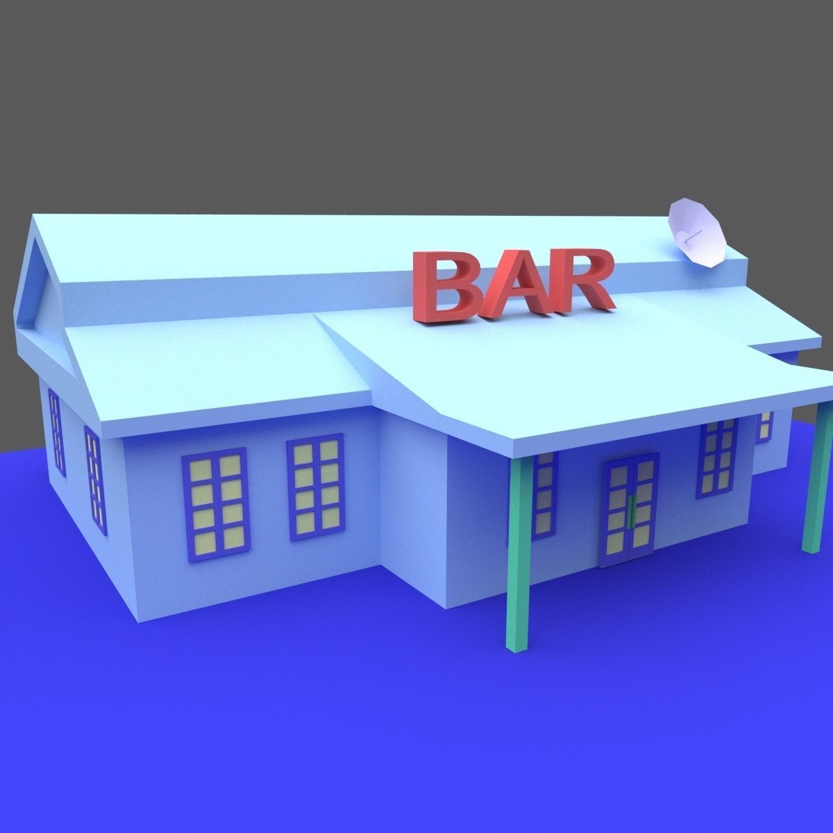 Green Town Low-poly 3D model_9