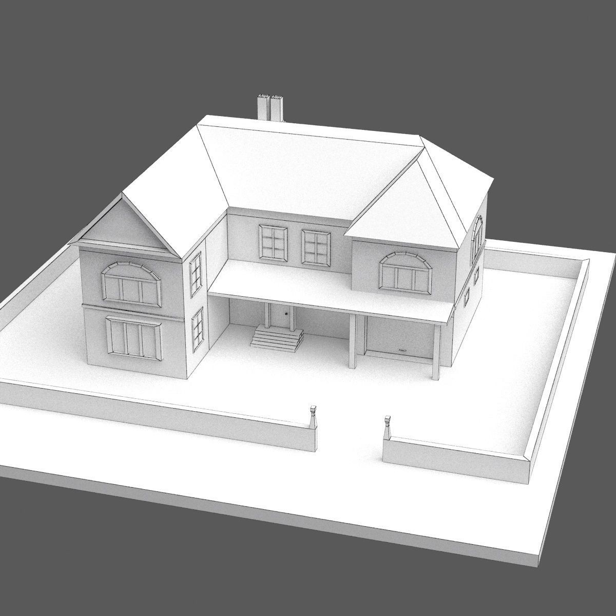 Green Town Low-poly 3D model_33