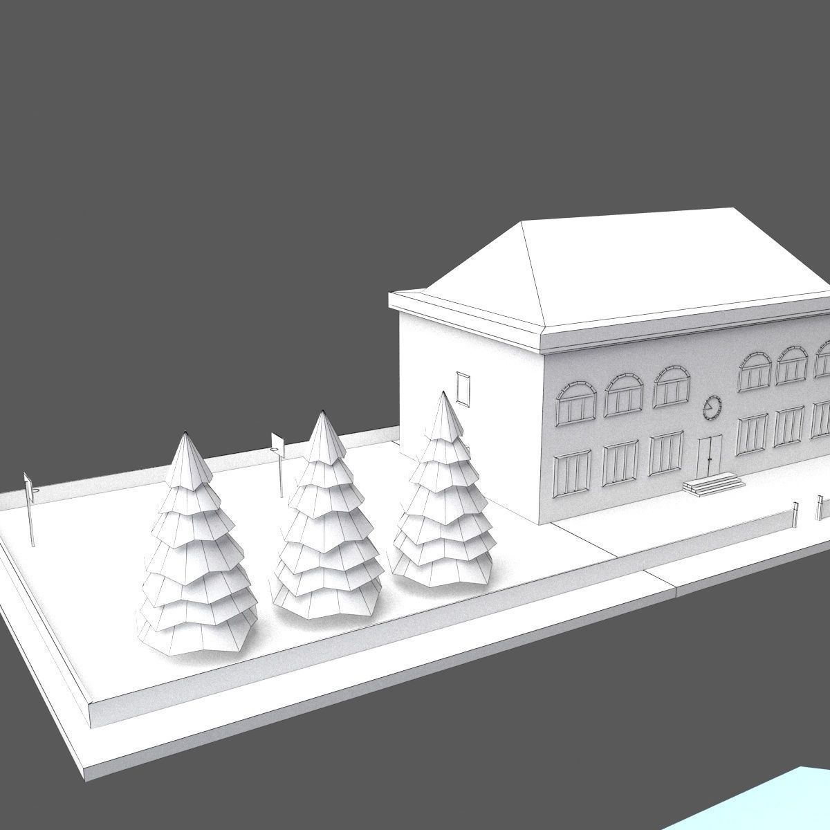 Green Town Low-poly 3D model_23