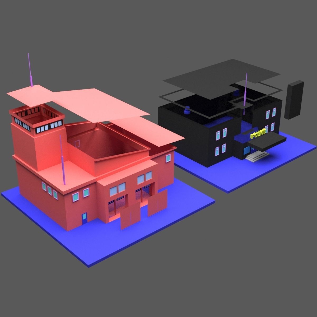 Green Town Low-poly 3D model_46