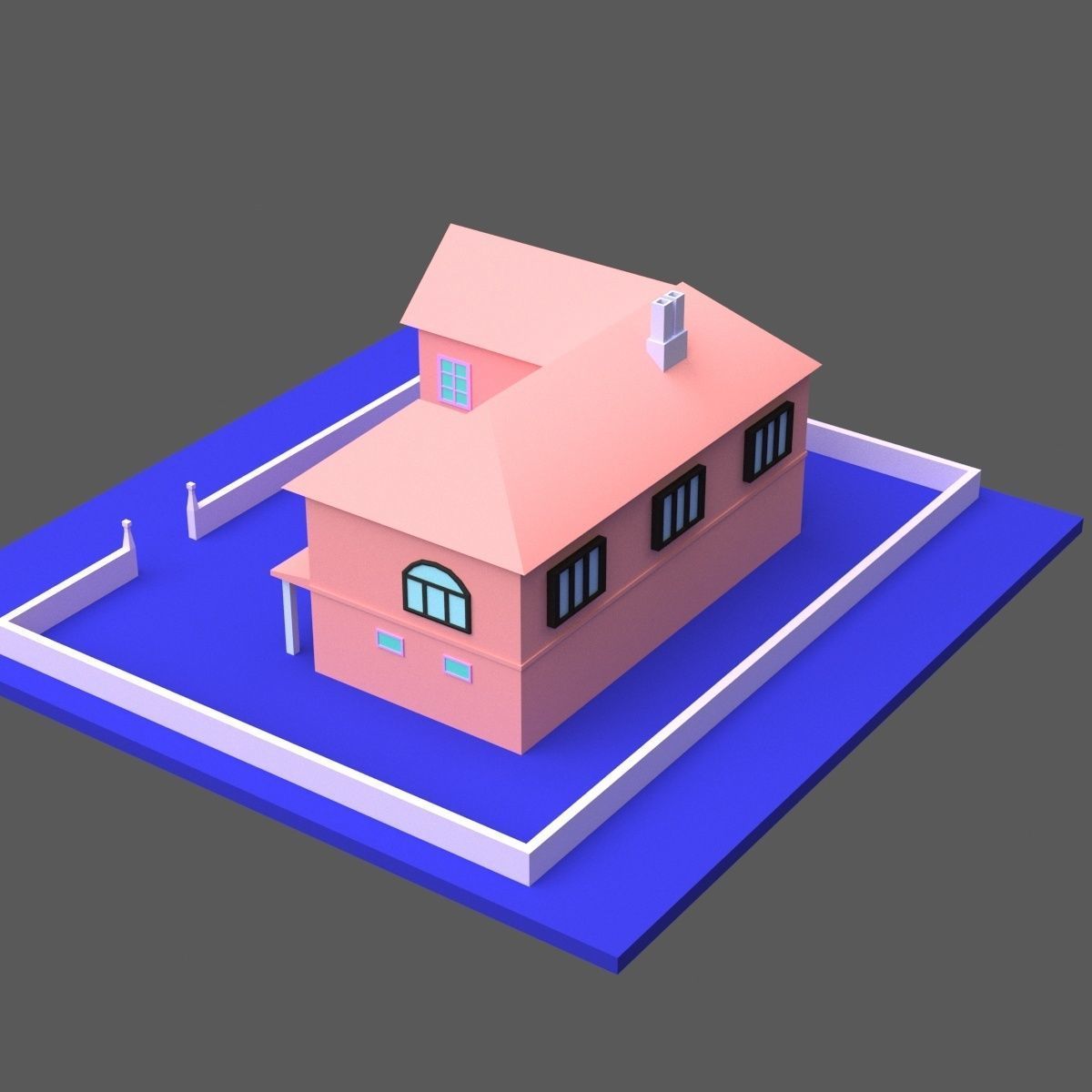 Green Town Low-poly 3D model_32