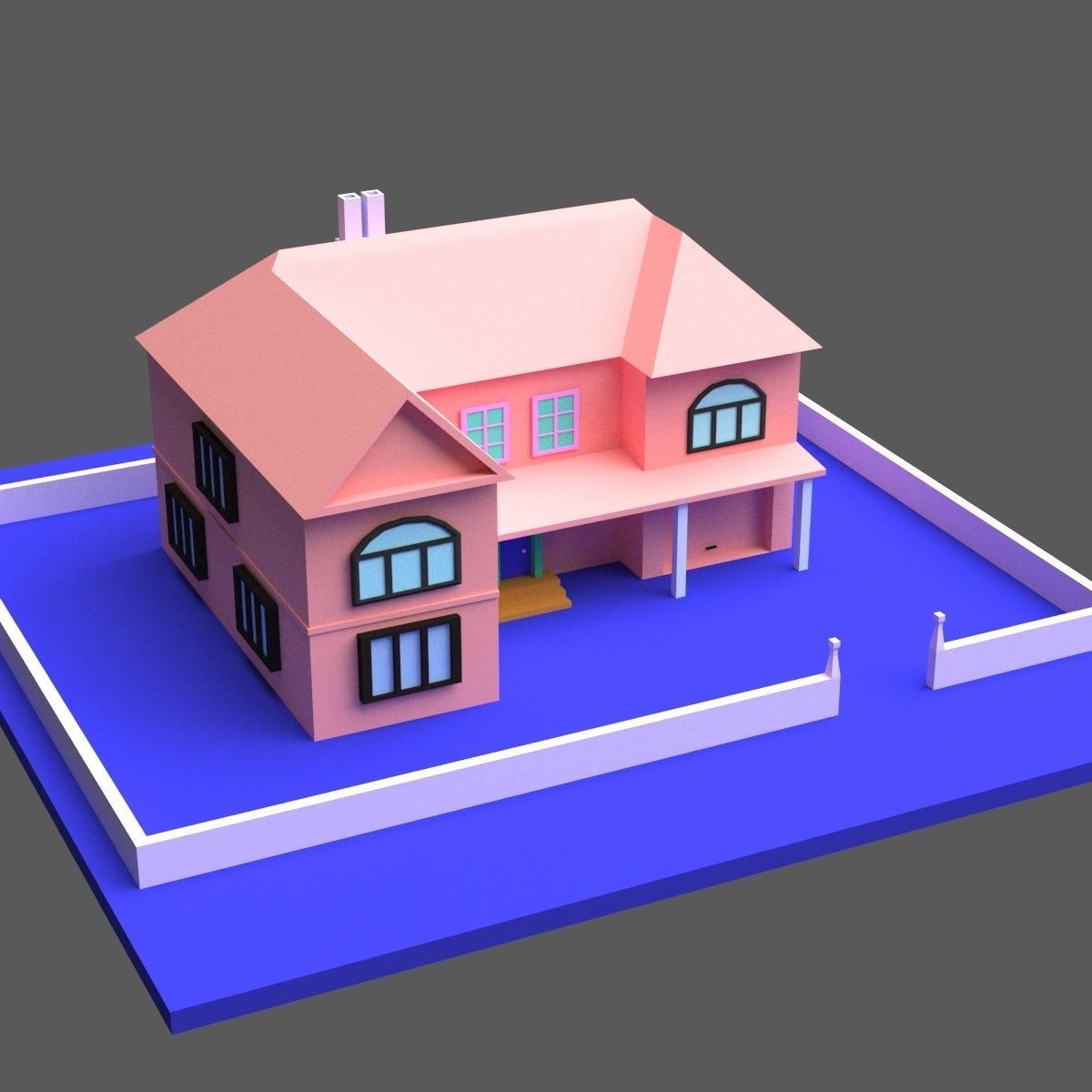 Green Town Low-poly 3D model_40