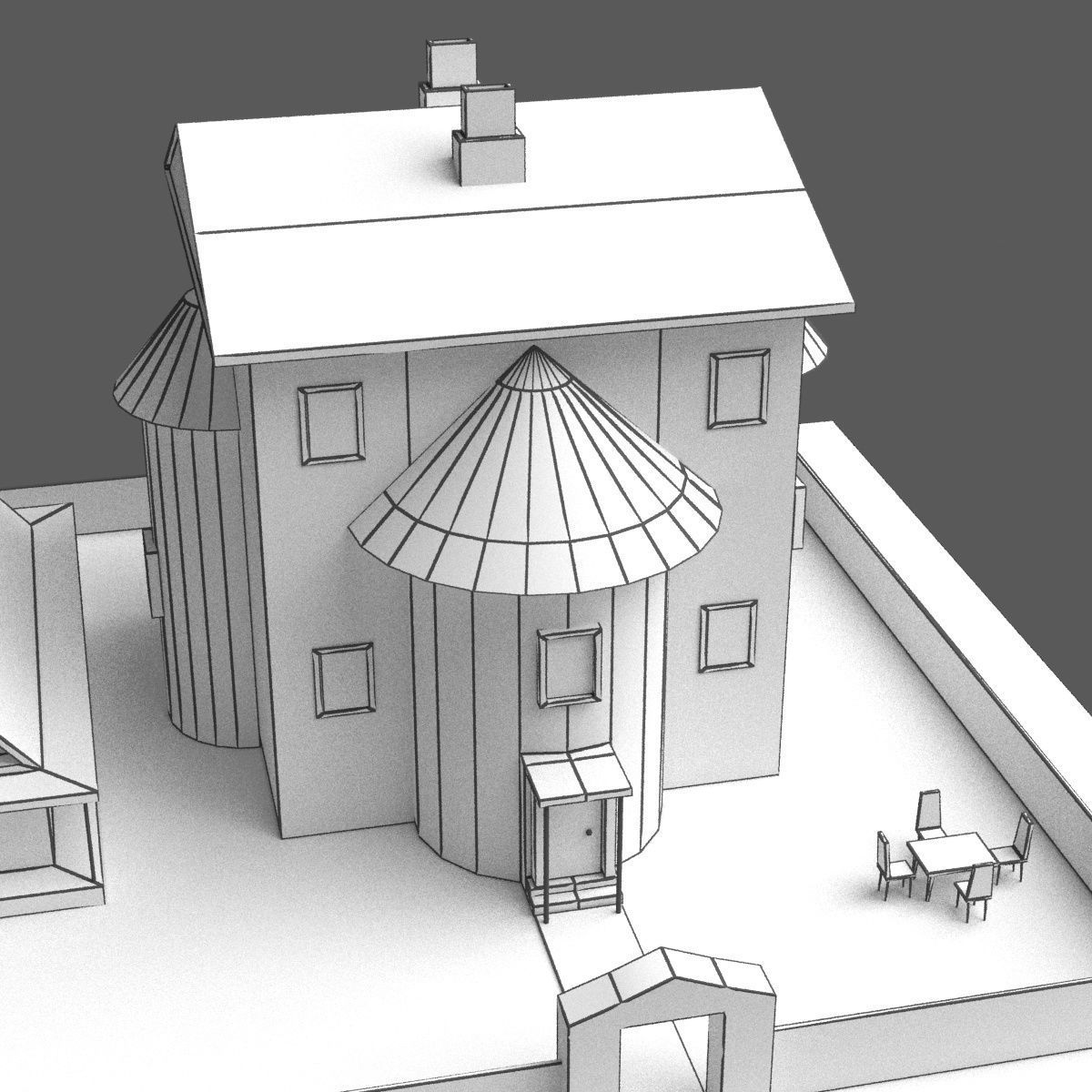 Green Town Low-poly 3D model_27