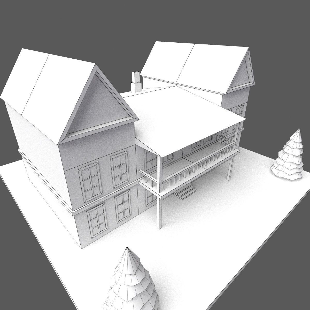 Green Town Low-poly 3D model_21