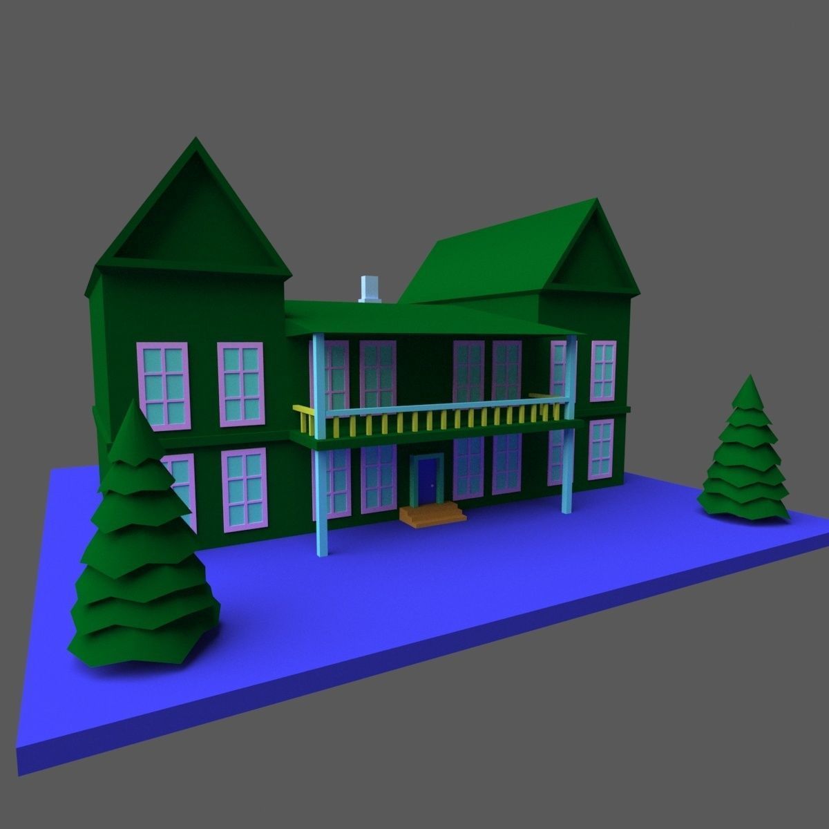 Green Town Low-poly 3D model_18