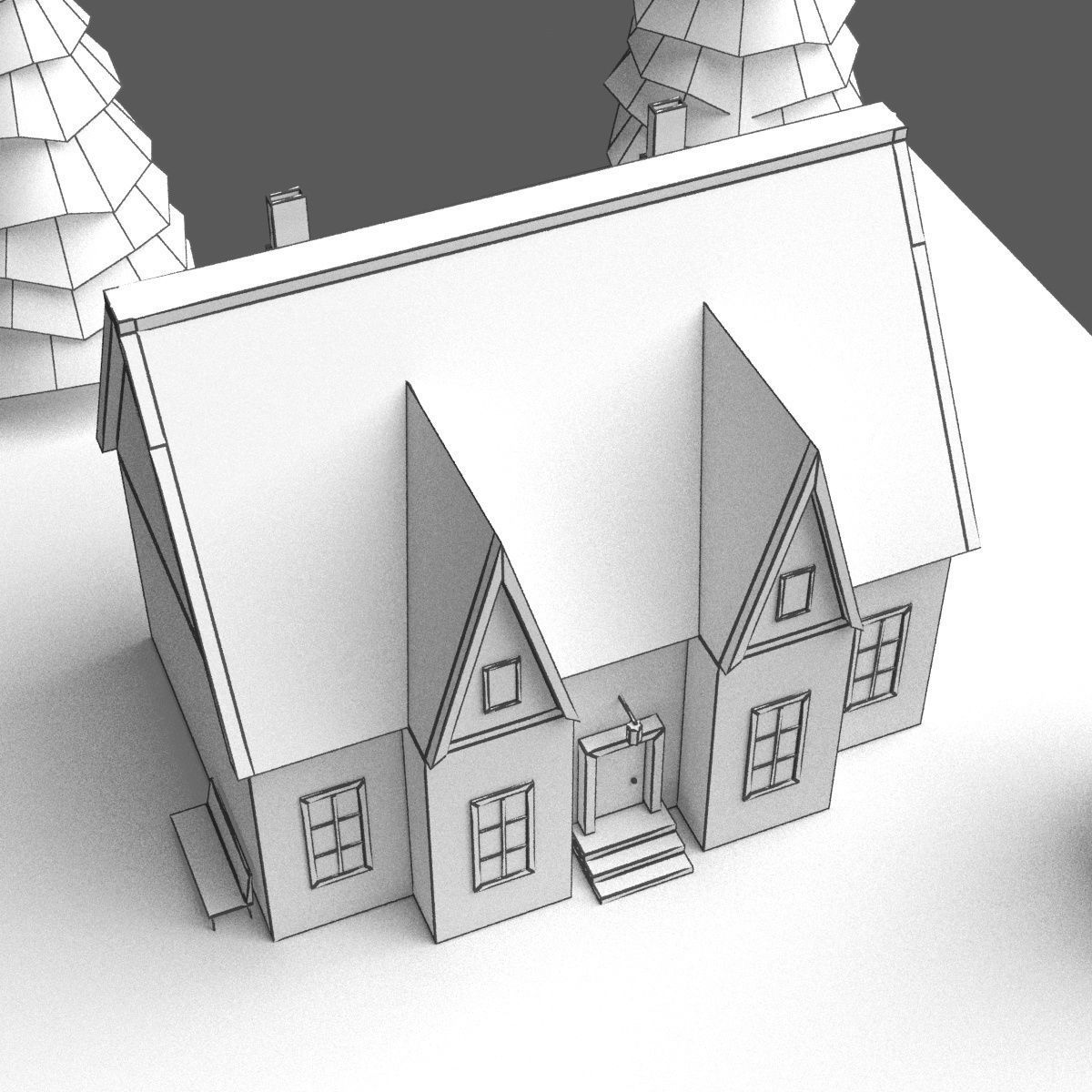 Green Town Low-poly 3D model_30