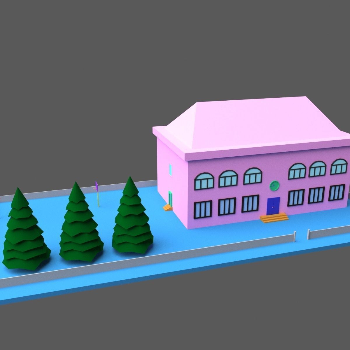 Green Town Low-poly 3D model_28