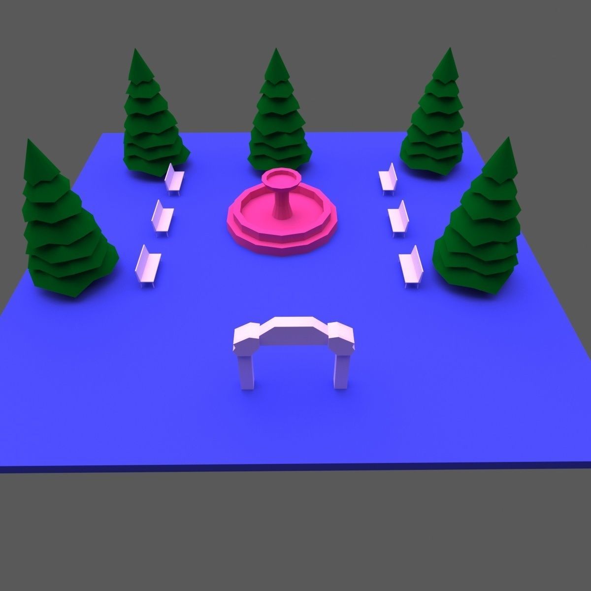 Green Town Low-poly 3D model_44