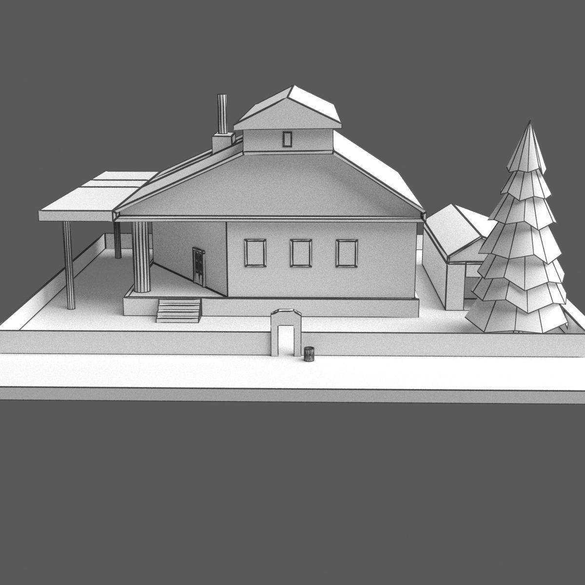 Green Town Low-poly 3D model_13
